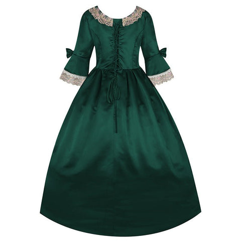 New Court Retro Dress Gown Performance Dance Noble Party Lace Satin Dress - Coscosmos