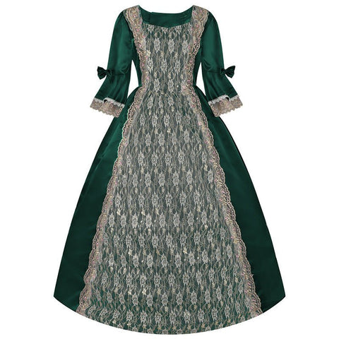 New Court Retro Dress Gown Performance Dance Noble Party Lace Satin Dress - Coscosmos