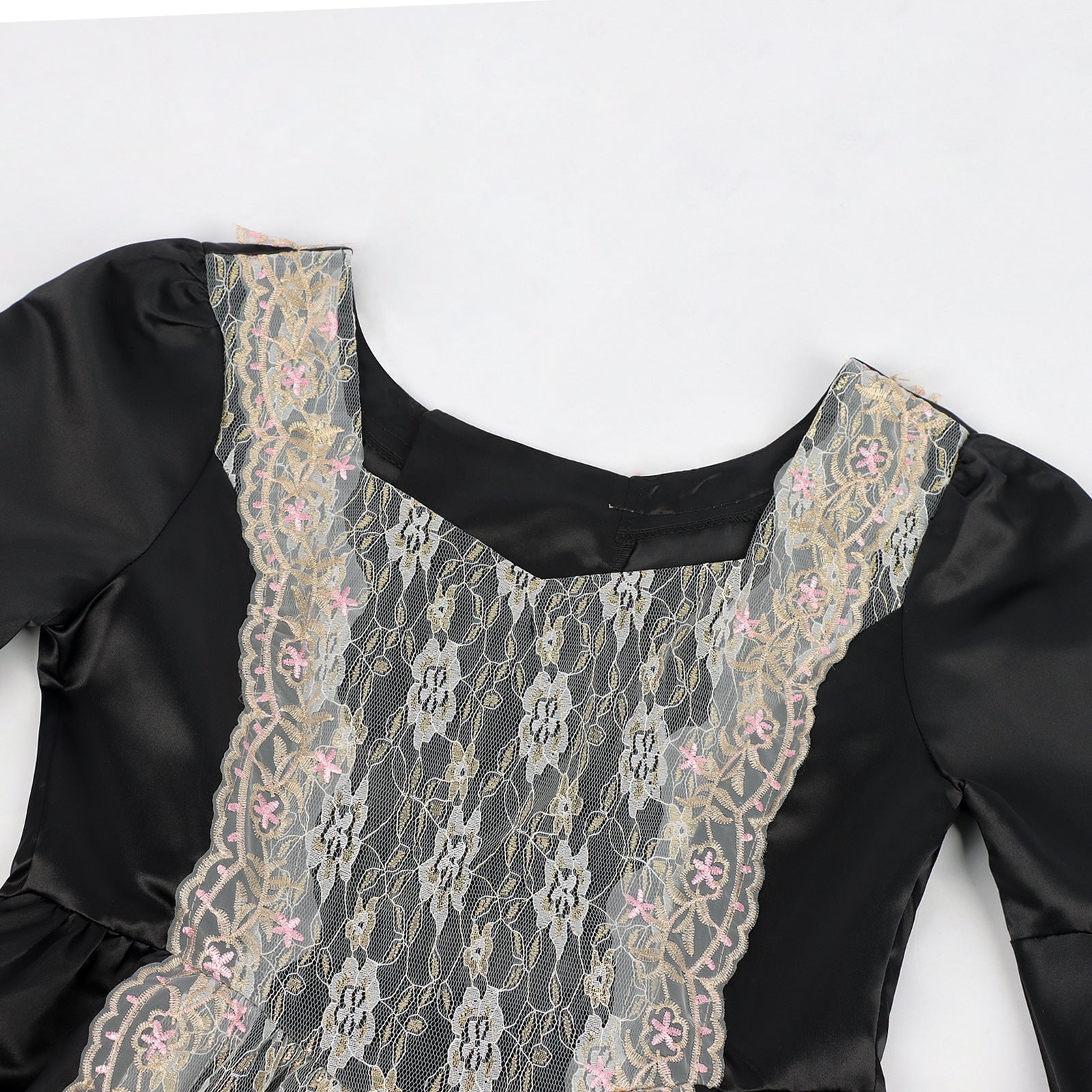 New Court Retro Dress Gown Performance Dance Noble Party Lace Satin Dress - Coscosmos