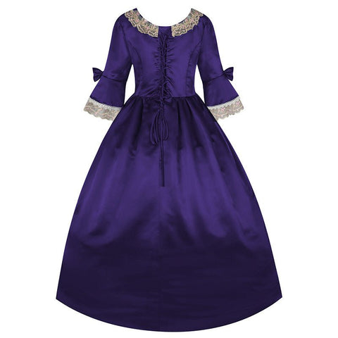 New Court Retro Dress Gown Performance Dance Noble Party Lace Satin Dress - Coscosmos