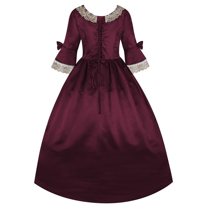 New Court Retro Dress Gown Performance Dance Noble Party Lace Satin Dress - Coscosmos