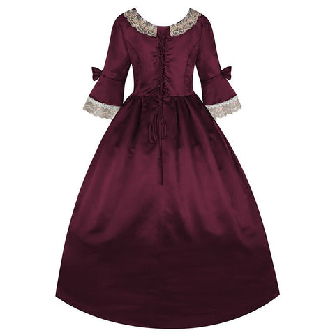 New Court Retro Dress Gown Performance Dance Noble Party Lace Satin Dress - Coscosmos
