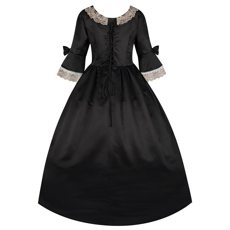 New Court Retro Dress Gown Performance Dance Noble Party Lace Satin Dress - Coscosmos