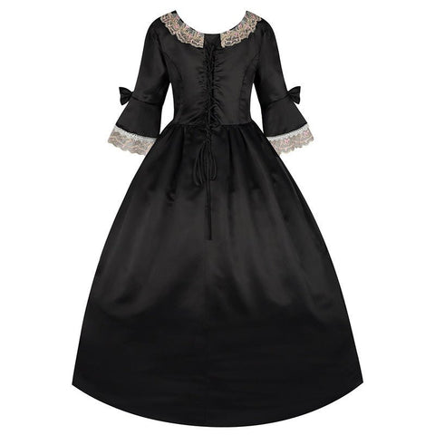 New Court Retro Dress Gown Performance Dance Noble Party Lace Satin Dress - Coscosmos