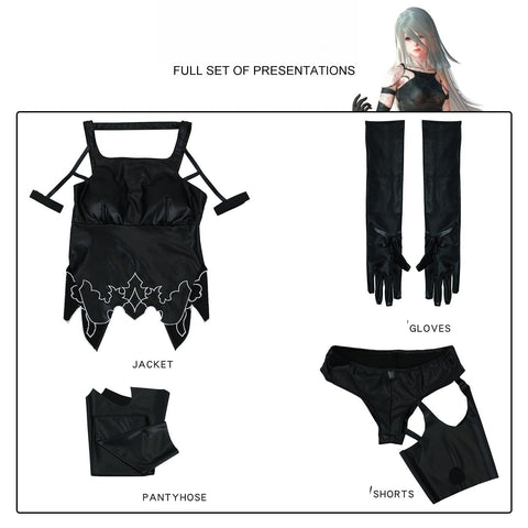 NieR:Automata Sexy YoRHa A2 Cosplay Costume Anime Latex Fitting Suit - Coscosmos