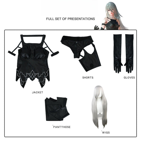 NieR:Automata Sexy YoRHa A2 Cosplay Costume Anime Latex Fitting Suit - Coscosmos