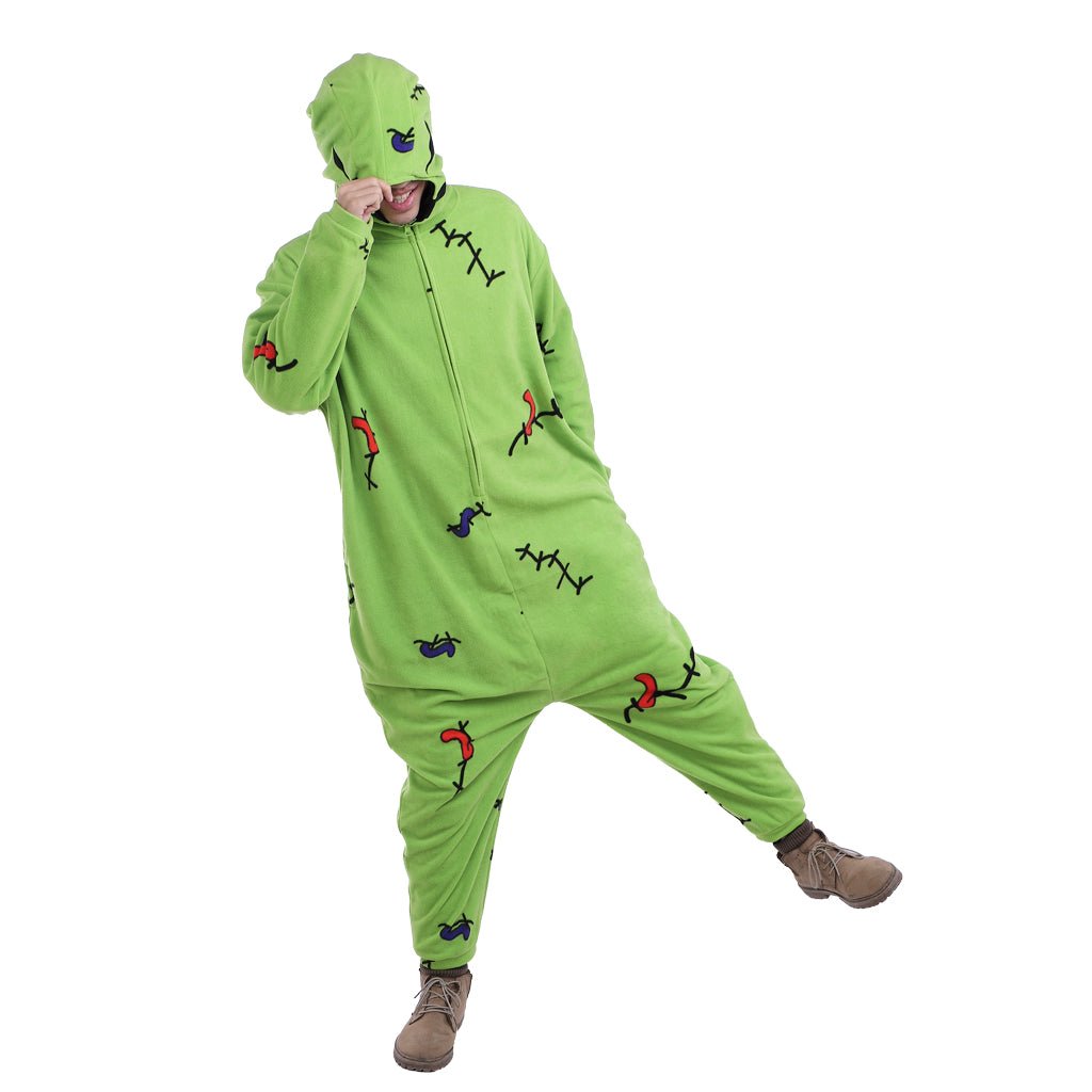 "Nightmare Before Christmas Oogie Boogie Cosplay Costume Kigurumi Union Suit - Soft & Cozy for Halloween, Conventions, and Events!" - Coscosmos