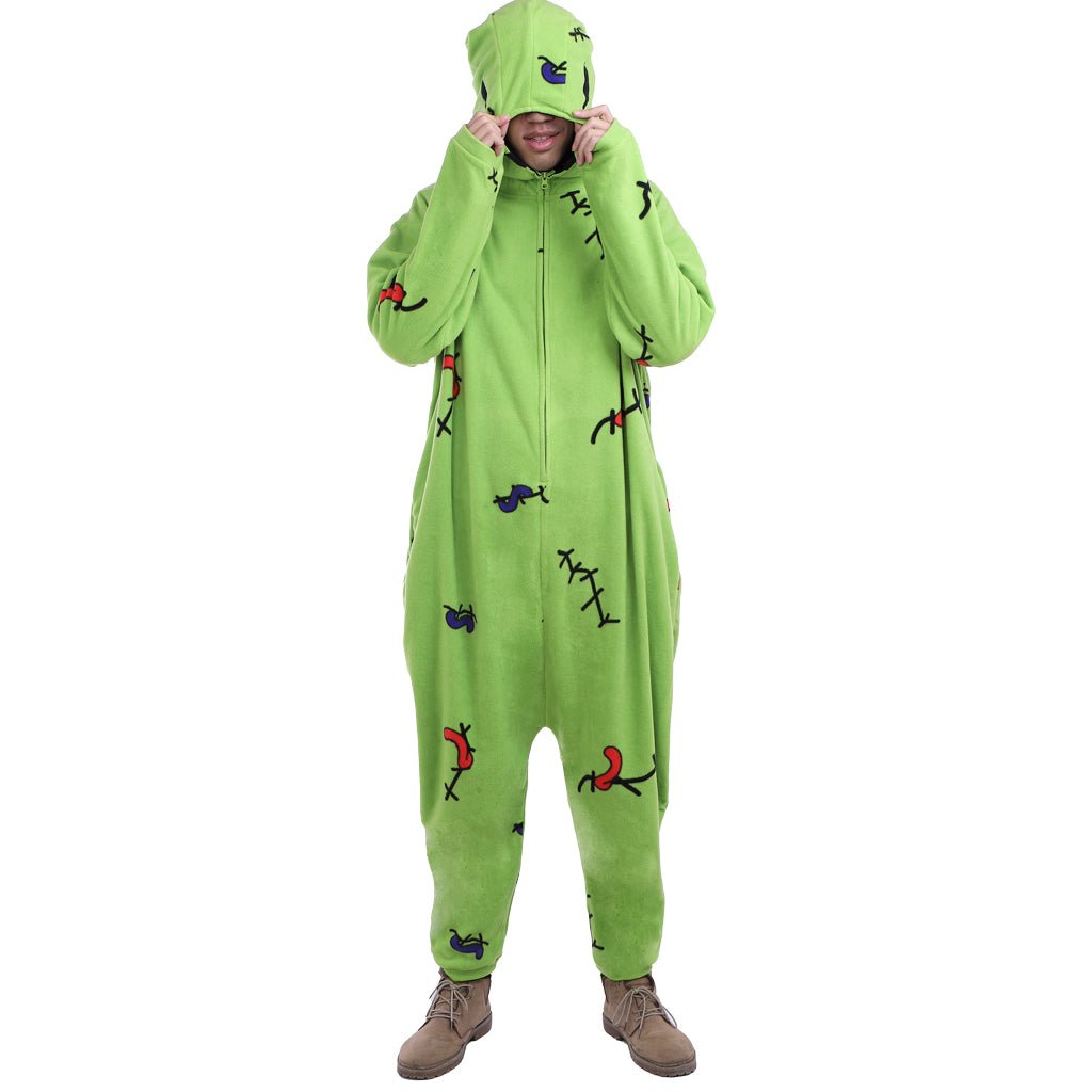 "Nightmare Before Christmas Oogie Boogie Cosplay Costume Kigurumi Union Suit - Soft & Cozy for Halloween, Conventions, and Events!" - Coscosmos