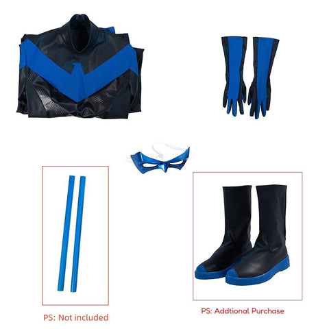 Nightwing Deluxe Full Suit Costume - Premium DC Comics Superhero Cosplay Outfit - Coscosmos