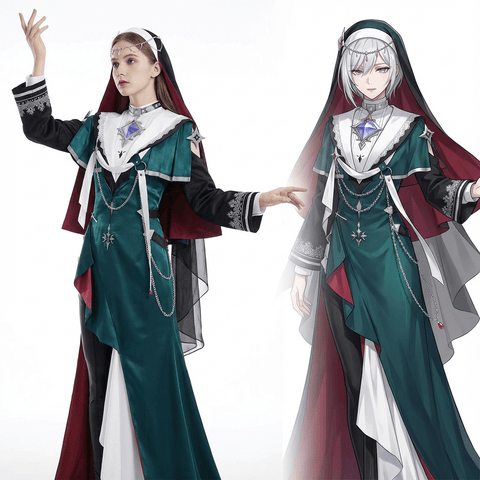 NU: Carnival Blanc - Silver Spell Nun Cosplay Costume Full Set - Coscosmos