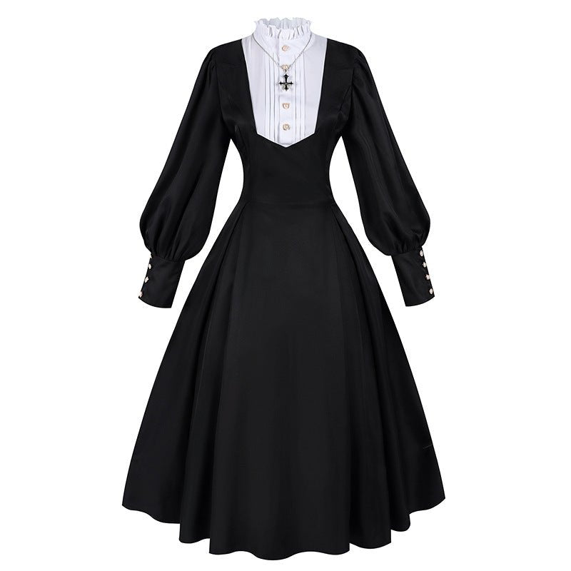 Nun Dress Slim Fit Long Lolita Long Sleeve Dress 2025 Autumn Winter Fashion Elegant - Coscosmos