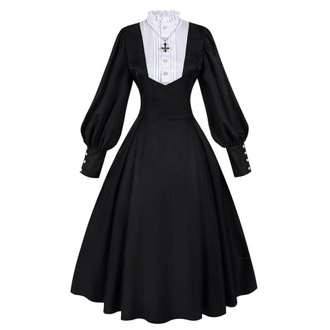 Nun Dress Slim Fit Long Lolita Long Sleeve Dress 2025 Autumn Winter Fashion Elegant - Coscosmos