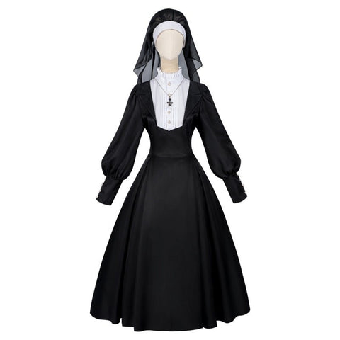 Nun Dress Slim Fit Long Lolita Long Sleeve Dress 2025 Autumn Winter Fashion Elegant - Coscosmos