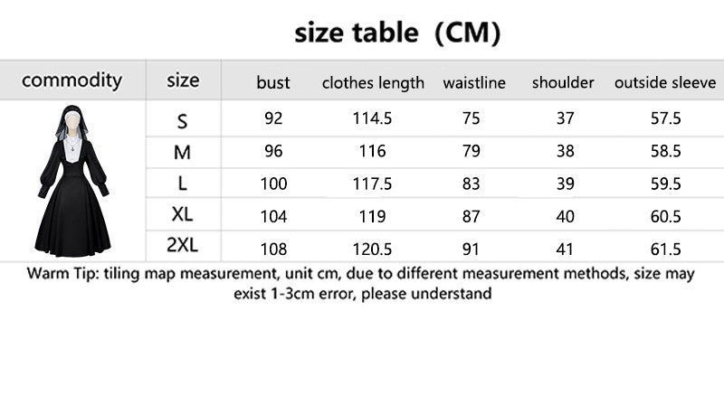 Nun Dress Slim Fit Long Lolita Long Sleeve Dress 2025 Autumn Winter Fashion Elegant - Coscosmos