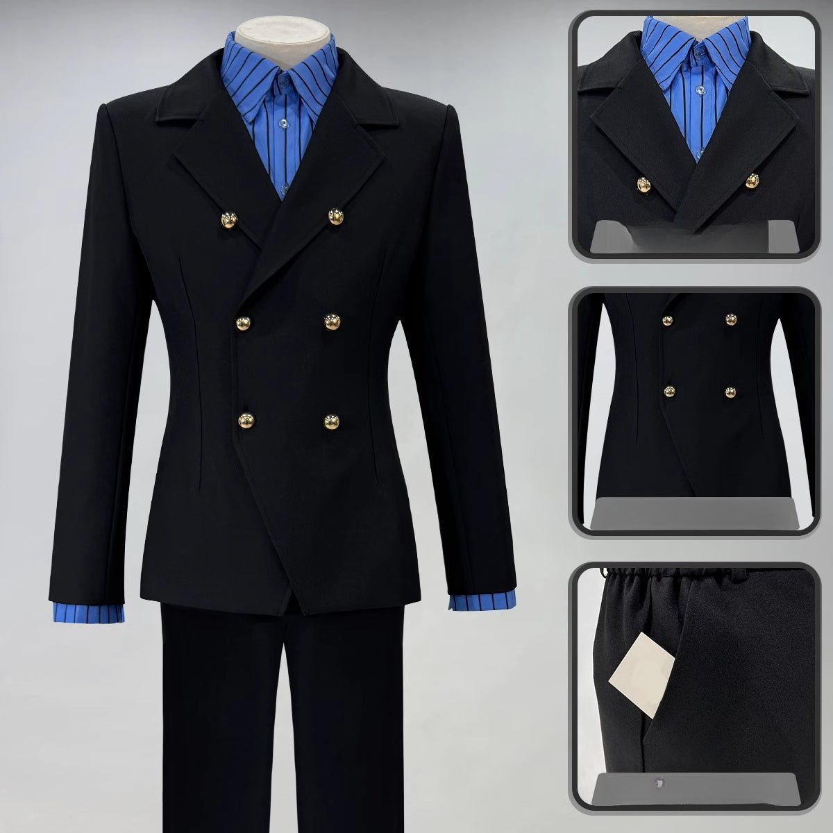 One Piece Sanji Suit Cosplay Costume - Elegant Black Blazer Set - Coscosmos