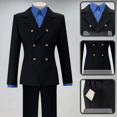 One Piece Sanji Suit Cosplay Costume - Elegant Black Blazer Set - Coscosmos