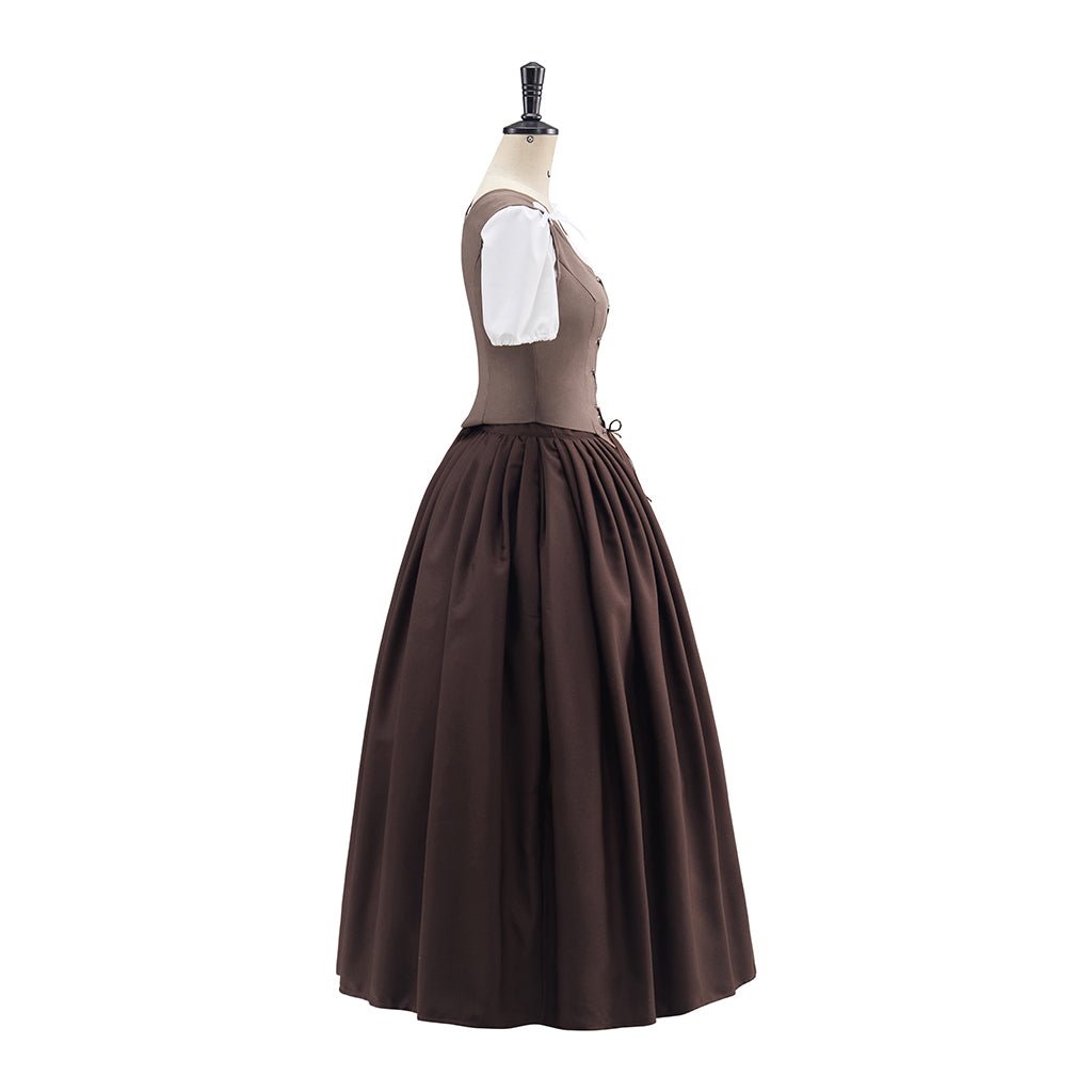 outlander brown dress Claire Fraser Outlander costume linen mustard brown set 12 size Maxi lenght / Fast sewing option 1-3 days and Fast delivery 3-9 days