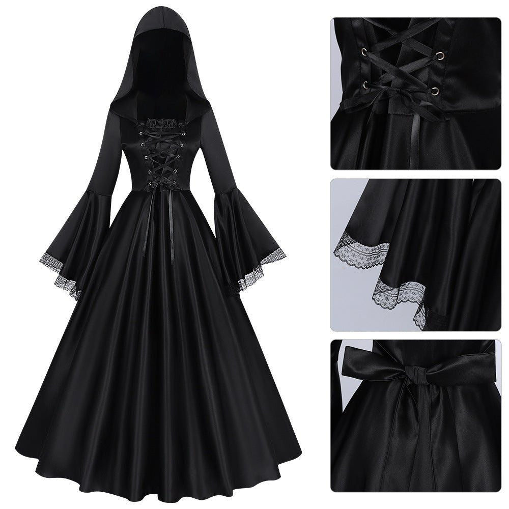 Plus Size Gothic Dress Renaissance Hooded Costume for Women Halloween Party Cosplay - Coscosmos