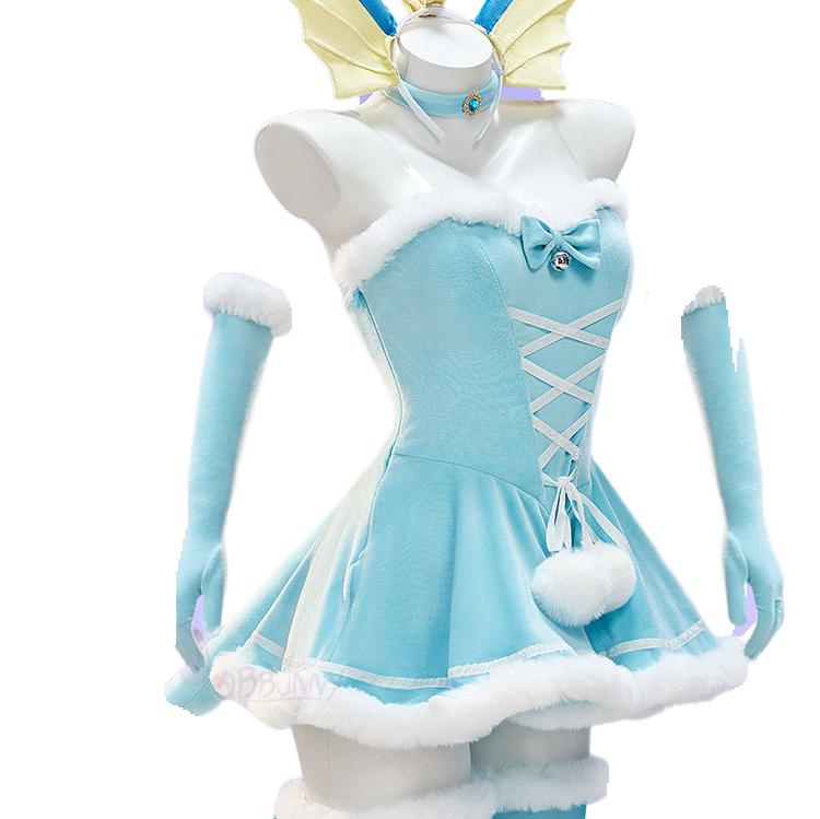 Pokémon Cosplay Christmas Winter Plush Cape Dress Costume - Coscosmos