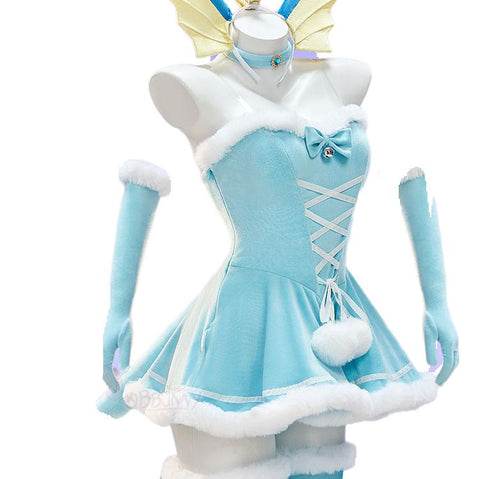 Pokémon Cosplay Christmas Winter Plush Cape Dress Costume - Coscosmos