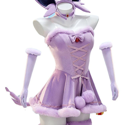 Pokémon Cosplay Christmas Winter Plush Cape Dress Costume - Coscosmos