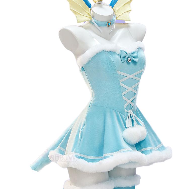 Pokémon Cosplay Christmas Winter Plush Cape Dress Costume - Coscosmos
