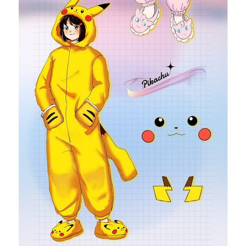 Pokemon Diglett Cosplay Pajamas Onesie - Cute Anime Cartoon Character Costume for Men Women Couples Halloween Party - Coscosmos