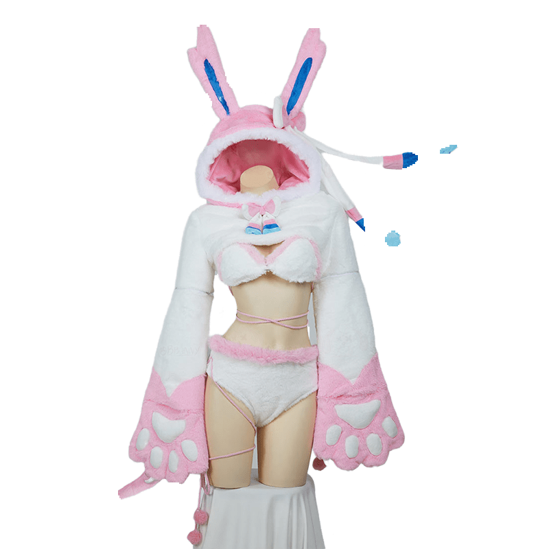 Pokémon Eeveelutions Sylveon Plush Cosplay Costume with Detachable Paws - Coscosmos