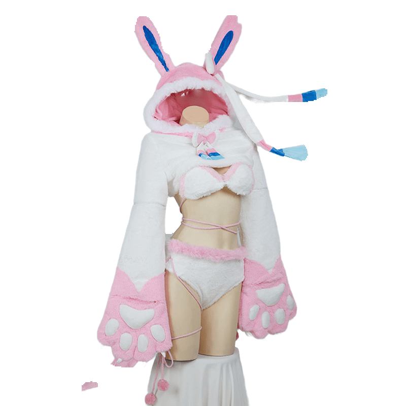 Pokémon Eeveelutions Sylveon Plush Cosplay Costume with Detachable Paws - Coscosmos