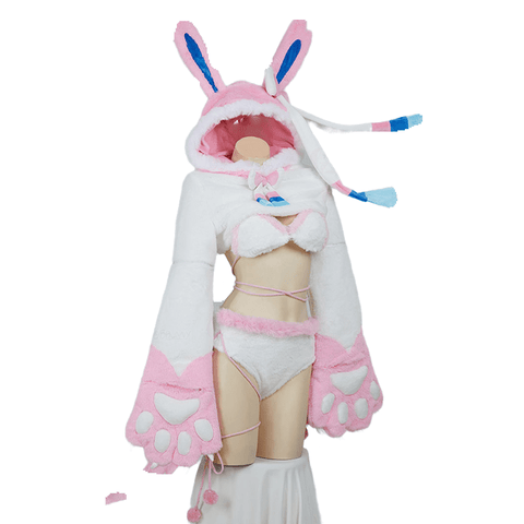 Pokémon Eeveelutions Sylveon Plush Cosplay Costume with Detachable Paws - Coscosmos