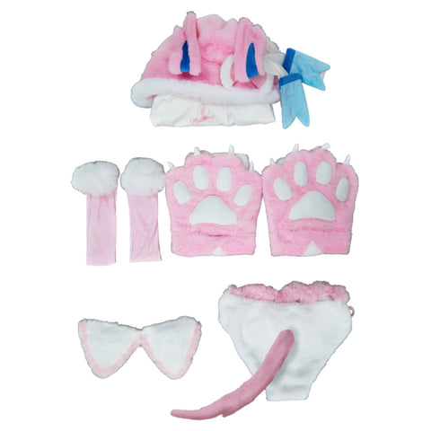 Pokémon Eeveelutions Sylveon Plush Cosplay Costume with Detachable Paws - Coscosmos
