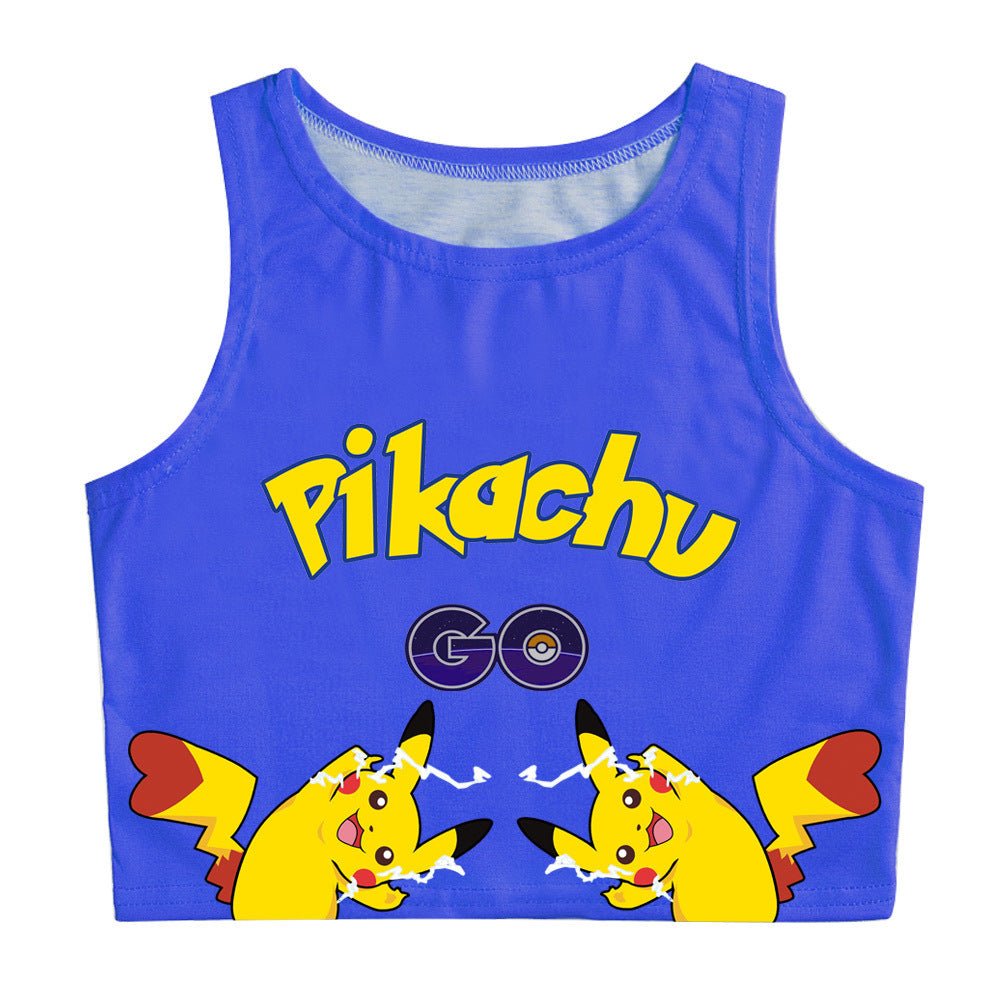 Pokémon Harajuku Style Pikachu Cute 3D Print Gradient Crop Top - Coscosmos