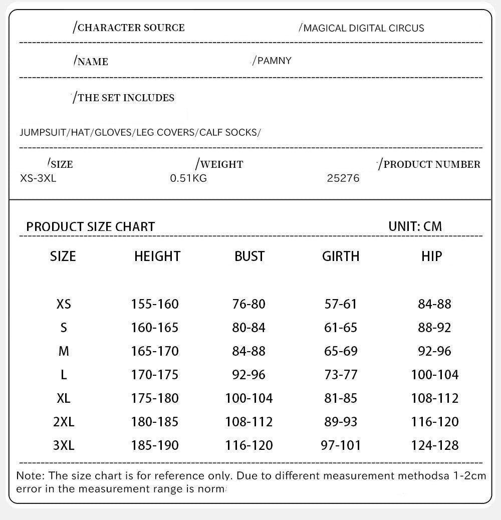 Pomni Clown Cosplay Costume Full Set from The Amazing Digital Circus - Complete Jumpsuit with Accessories for Halloween - Coscosmos