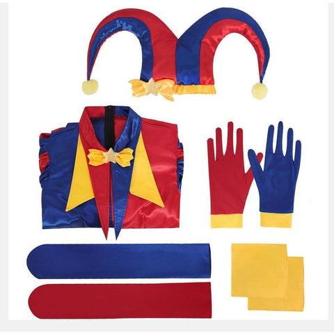 Pomni Clown Cosplay Costume Full Set from The Amazing Digital Circus - Complete Jumpsuit with Accessories for Halloween - Coscosmos