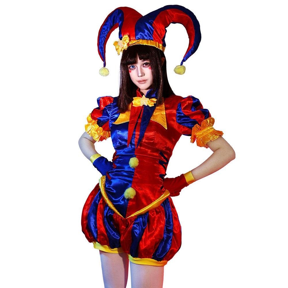 Pomni Clown Cosplay Costume Full Set from The Amazing Digital Circus - Complete Jumpsuit with Accessories for Halloween - Coscosmos