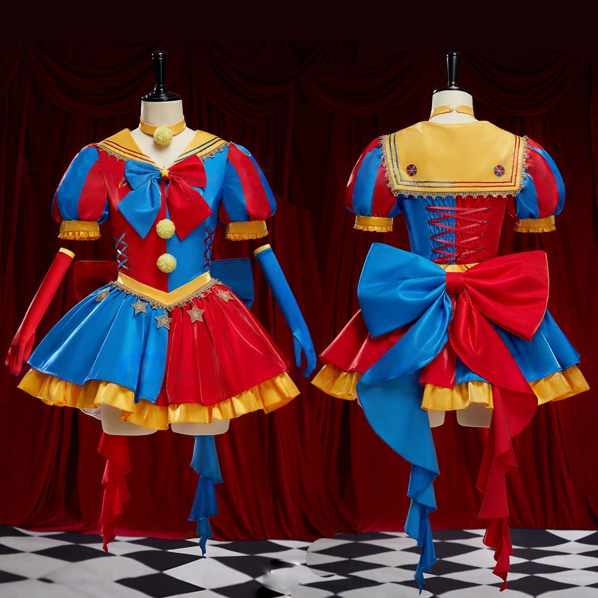 Pomni Cosplay Dress | Jester Sailor Lolita Dress | The Amazing Digital Circus Fan Clothing - Coscosmos