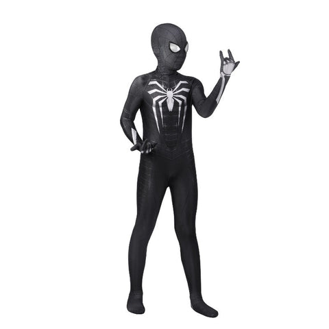 PS4 Spider - Man Advanced Suit Black for Children, Halloween Cosplay Costume - Coscosmos