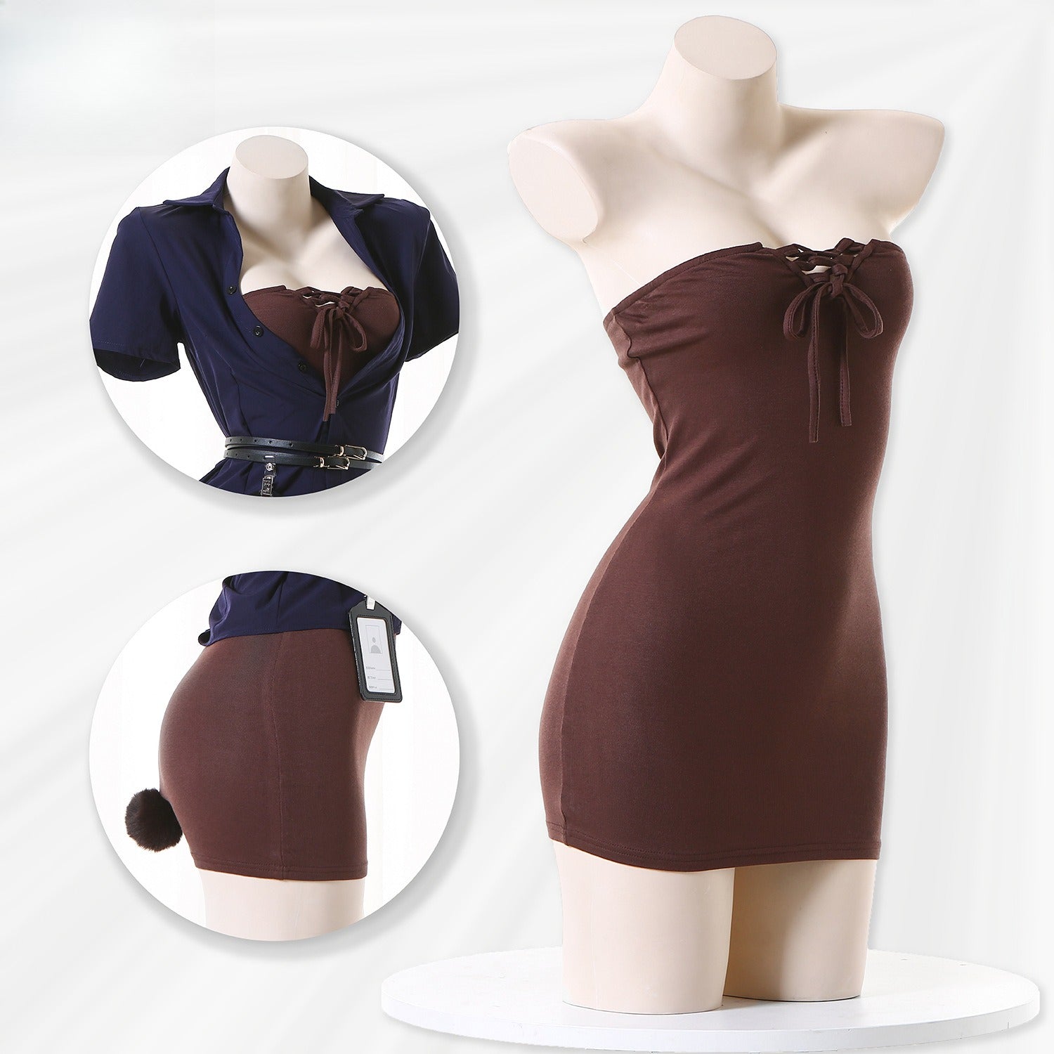 Pure Seduction Bunny Girl Cosplay Costume - Secretary OL Roleplay Set with Pencil Skirt - Coscosmos