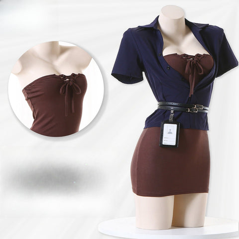 Pure Seduction Bunny Girl Cosplay Costume - Secretary OL Roleplay Set with Pencil Skirt - Coscosmos