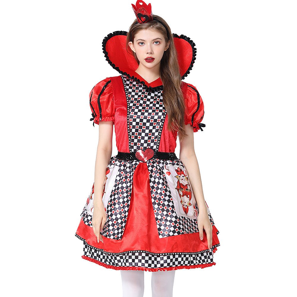 Queen of Hearts Cosplay Costume Alice in Wonderland Halloween Dress - Coscosmos