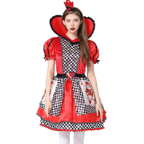 Queen of Hearts Cosplay Costume Alice in Wonderland Halloween Dress - Coscosmos