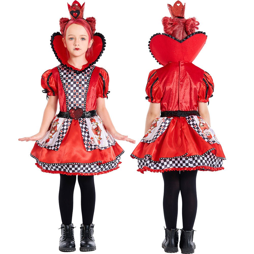 Queen of Hearts Cosplay Costume Alice in Wonderland Halloween Dress - Coscosmos