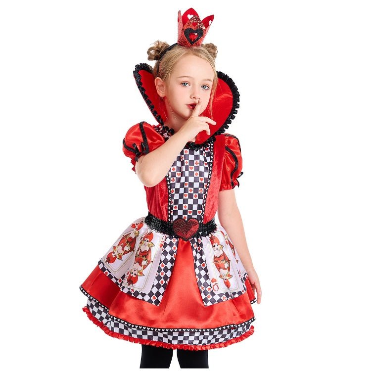 Queen of Hearts Cosplay Costume Alice in Wonderland Halloween Dress - Coscosmos