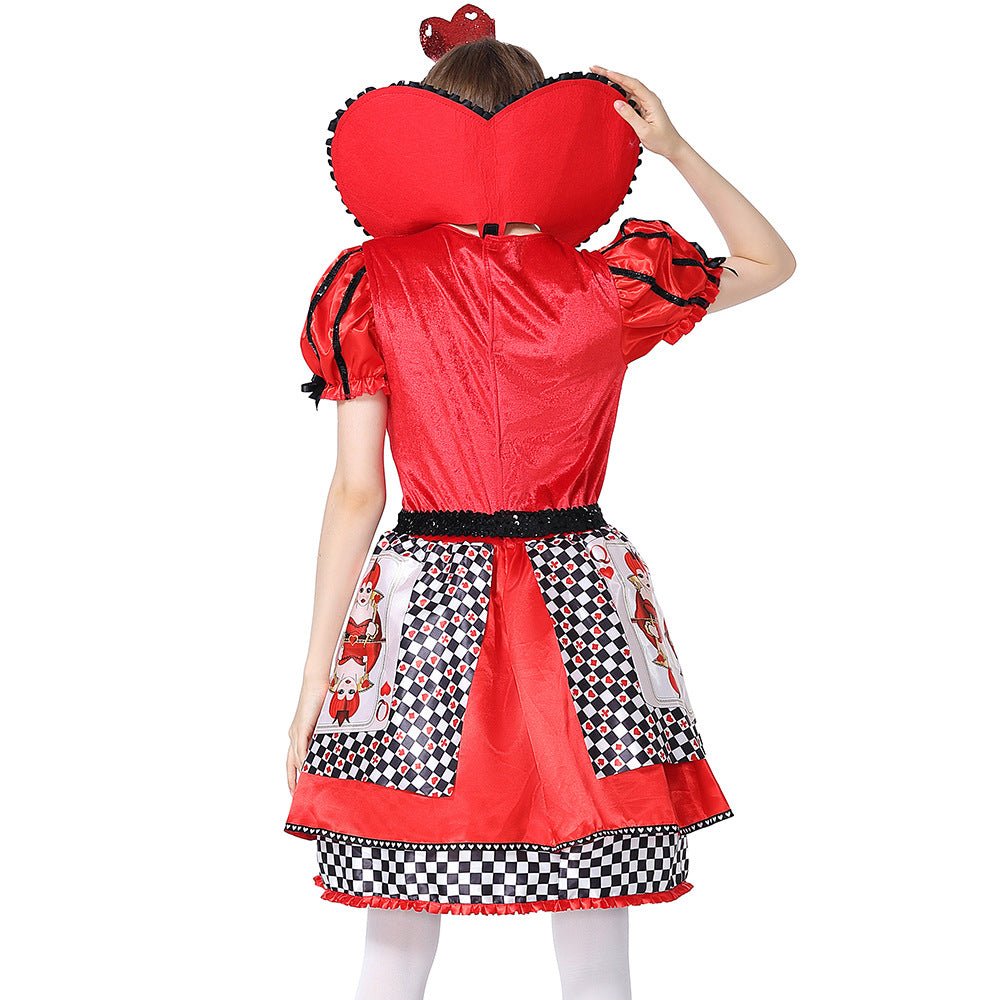 Queen of Hearts Cosplay Costume Alice in Wonderland Halloween Dress - Coscosmos