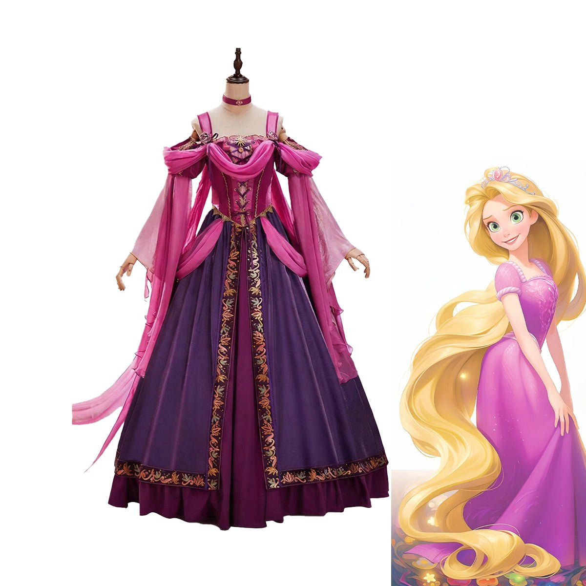 Rapunzel Medieval Luxury Princess Dress Cosplay Costume - Coscosmos