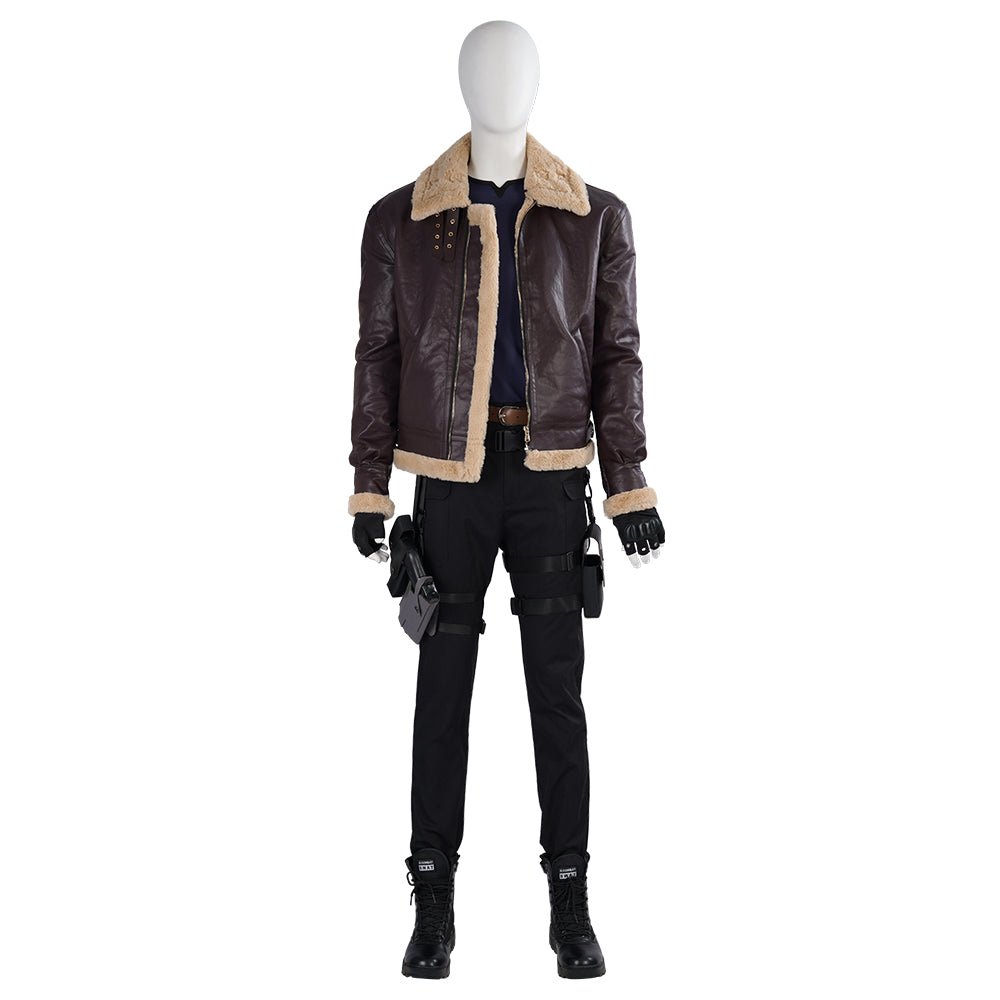 Resident Evil 4 Leon Cosplay Costume - Full Set for Men's Halloween & Gaming Events - Coscosmos