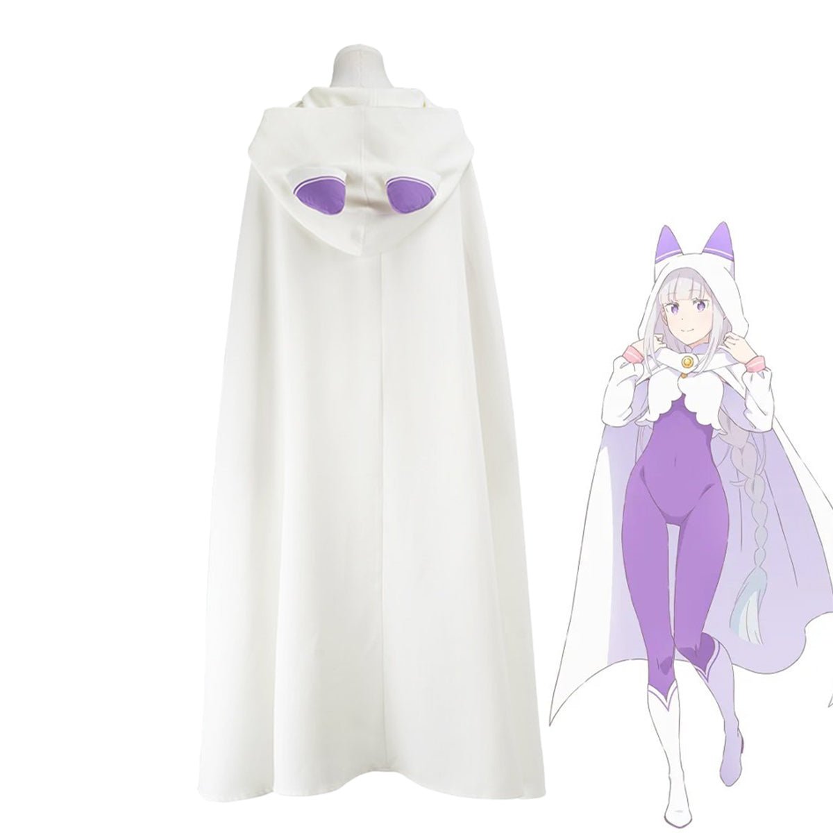 Re:ZERO - Starting Life in Another World - Emilia Cape Cosplay Costume for Anime Fans - Coscosmos