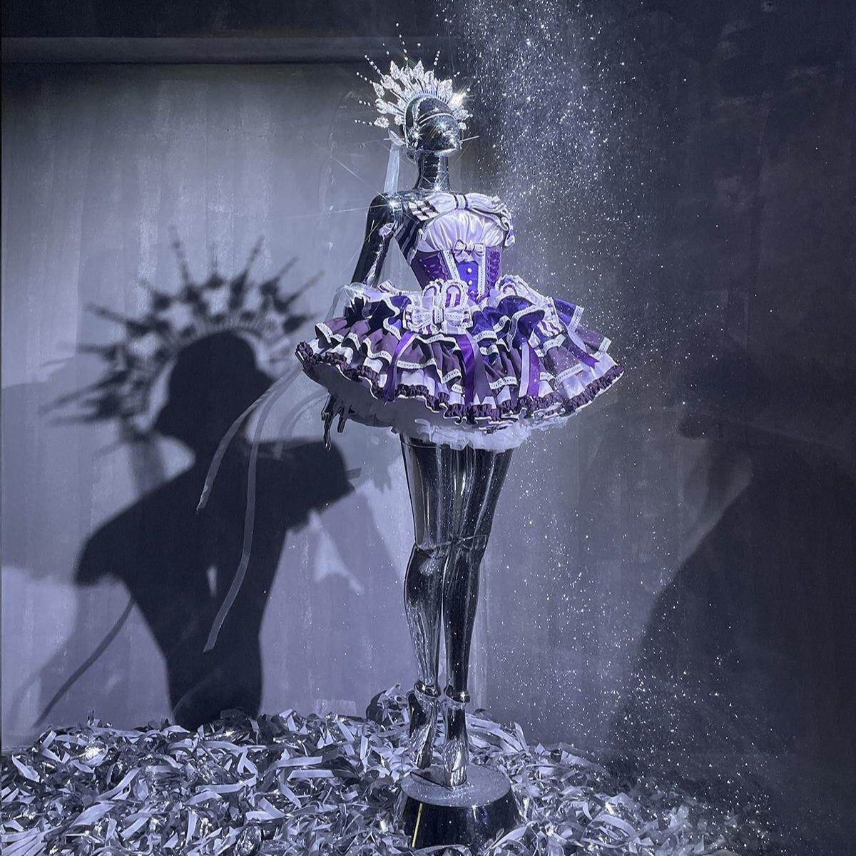 Ribbon Waltz Purple Starlight Off - the - Shoulder Feather Sequin Mini Dress - Elegant Performance Gown & Party Wear - Coscosmos