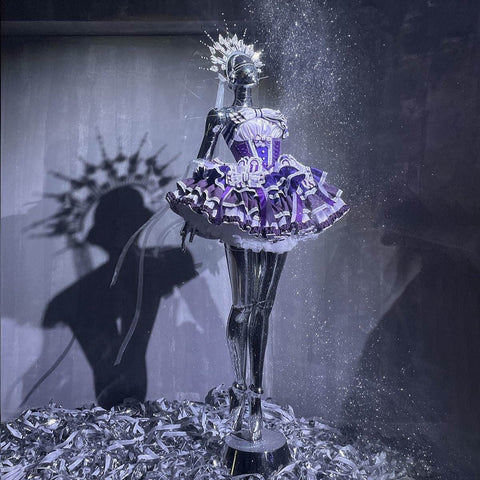Ribbon Waltz Purple Starlight Off - the - Shoulder Feather Sequin Mini Dress - Elegant Performance Gown & Party Wear - Coscosmos