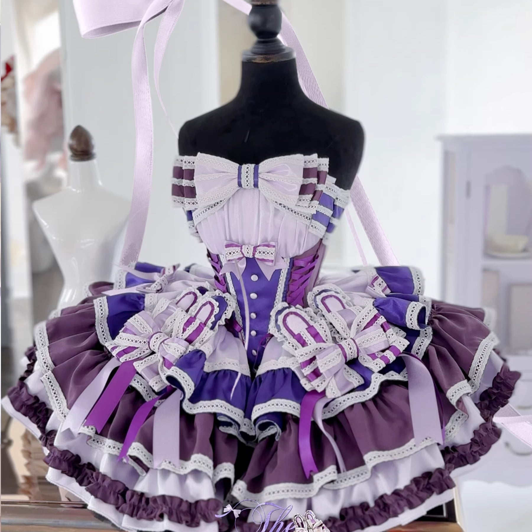 Ribbon Waltz Purple Starlight Off - the - Shoulder Feather Sequin Mini Dress - Elegant Performance Gown & Party Wear - Coscosmos